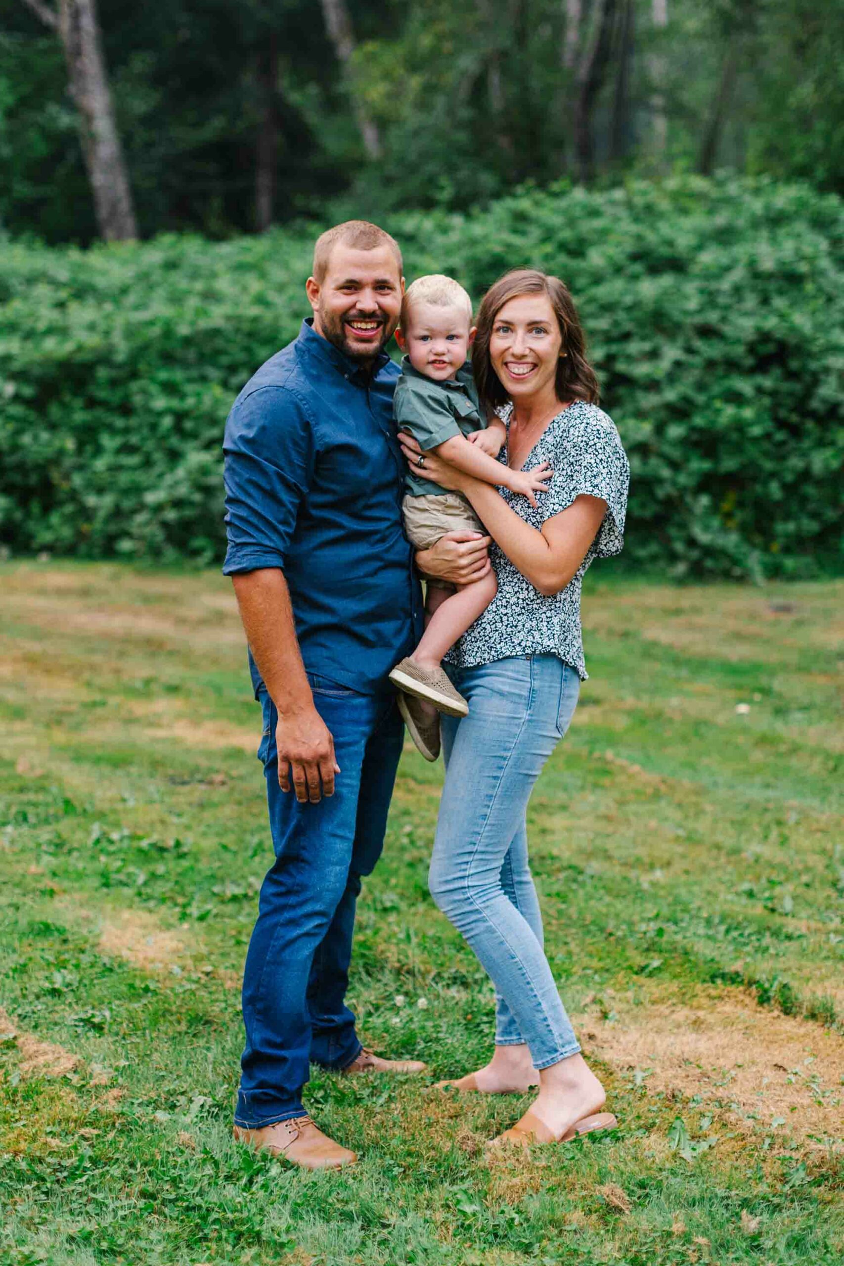 Picture of Anneli Grimard (RN and Marquette Instructor) in a field with her family